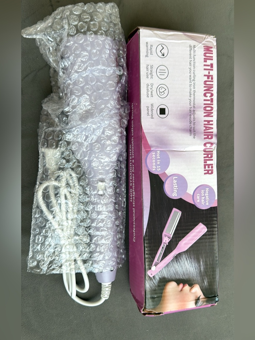 Multi-Function Hair Curler Beach Waves Mermaid Hair Light Purple Brand New